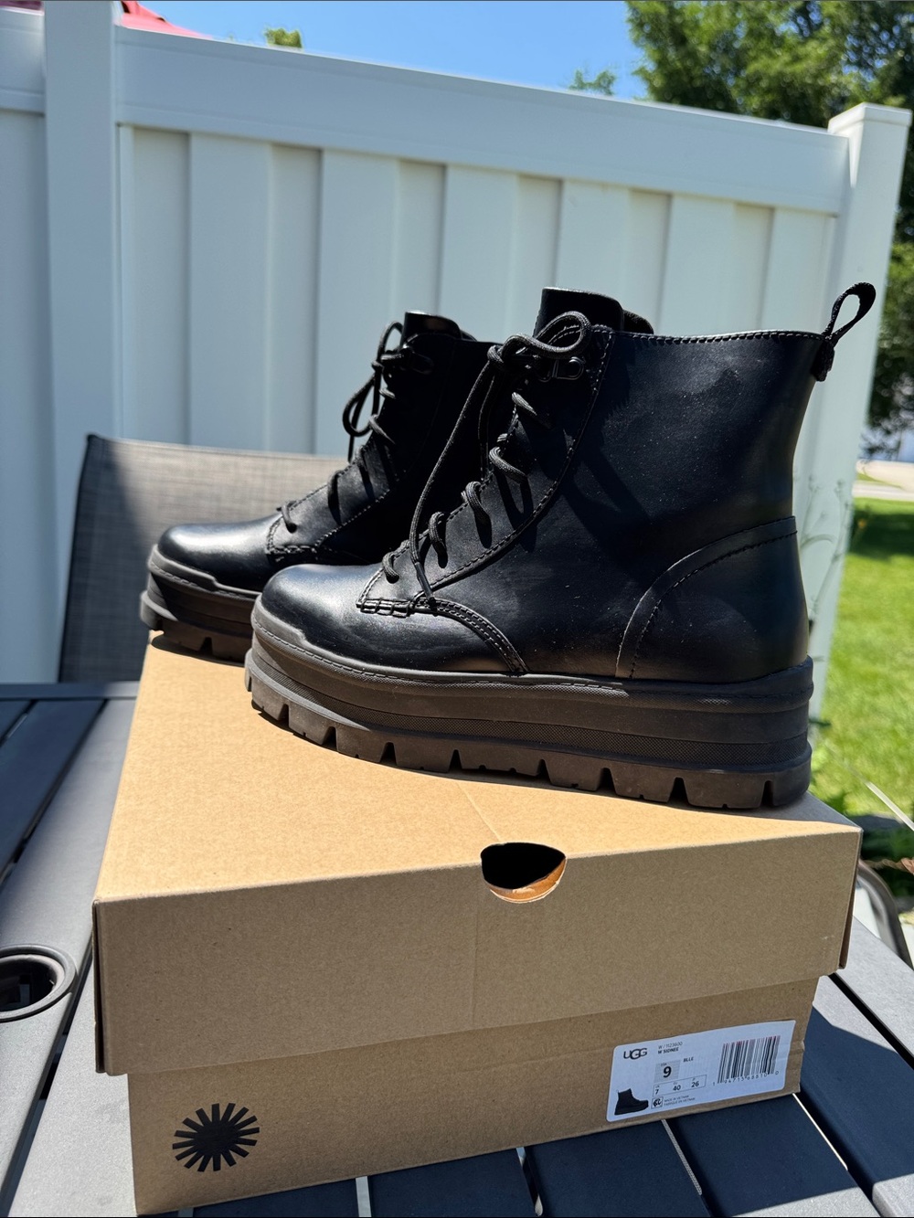 UGG Black Rugged Lug-Sole Combat Boots